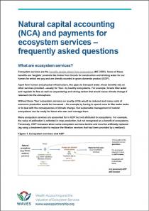 Natural capital accounting (NCA) and payments for ecosystem services - frequently asked questions