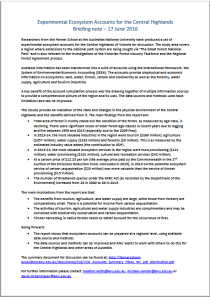 Experimental Ecosystem Accounts for the Central Highlands (Briefing note – 17 June 2016) Experimental Ecosystem Accounts for the Central Highlands (Briefing note – 17 June 2016)