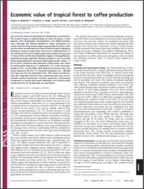 Economic value of tropical forest to coffee production