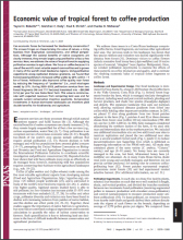 Economic value of tropical forest to coffee production