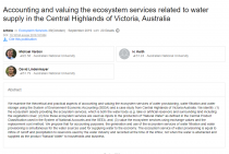 Accounting and valuing the ecosystem services related to water supply in the Central Highlands of Victoria, Australia