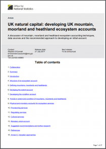 UK natural capital: developing UK mountain, moorland and heathland ecosystem accounts