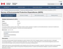 Statistics Canada: Survey of Environmental Protection Expenditures (SEPE)
